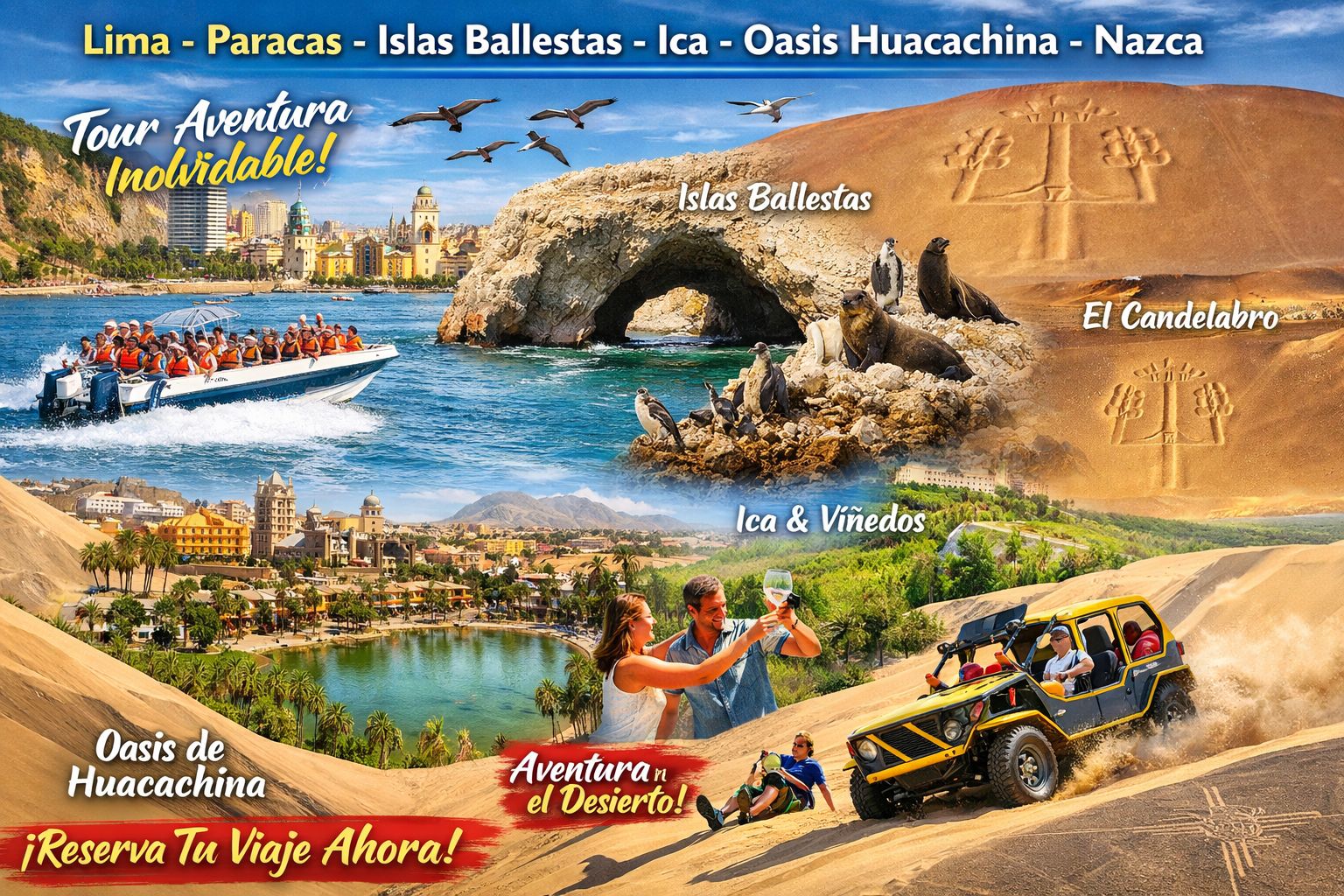 Lima - Paracas - Islas Ballestas - Ica - Oasis Huacachina - Nazca